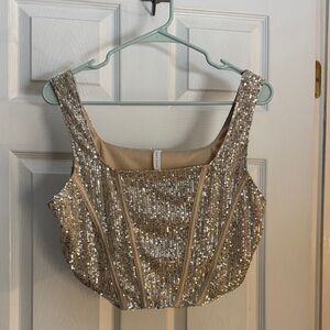 Altar'd State Gold Sequin Crop Top